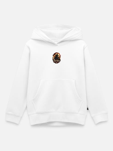 Live Free Ride Hard Biker - Kinder Premium Organic Hoodie - Weiß