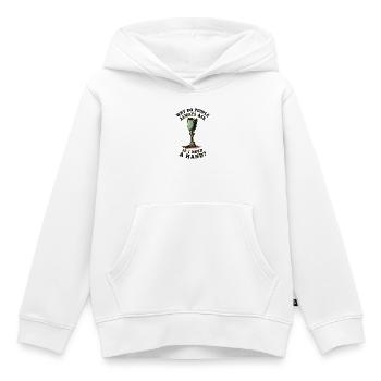 Warum fragen mich die Leute, ob ich eine Hand brau - Kinder Premium Organic Hoodie - Weiß - Vorne - AI Model Kid Female (0cm)