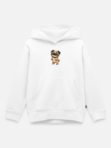 Lustiger Mops Comic zeigt Zähne - Kinder Premium Organic Hoodie - Weiß