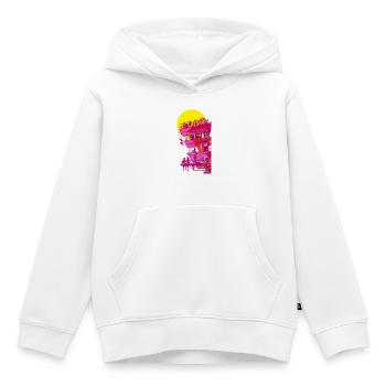 Neon-Lifeguard Turm am Sonnenuntergang - Kinder Premium Organic Hoodie - Weiß - Vorne - AI Model Kid Female (0cm)