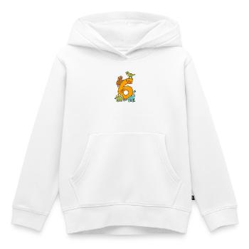 Dinosaure du 6e anniversaire – Dino Kids - Sweat Premium à capuche enfant bio - blanc - Devant - AI Model Kid Female (0cm)