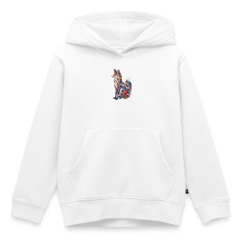 Patchwork Fox Floral Pattern - Kids Premium Organic Hoodie - white - Front - AI Model Kid Female (0cm)