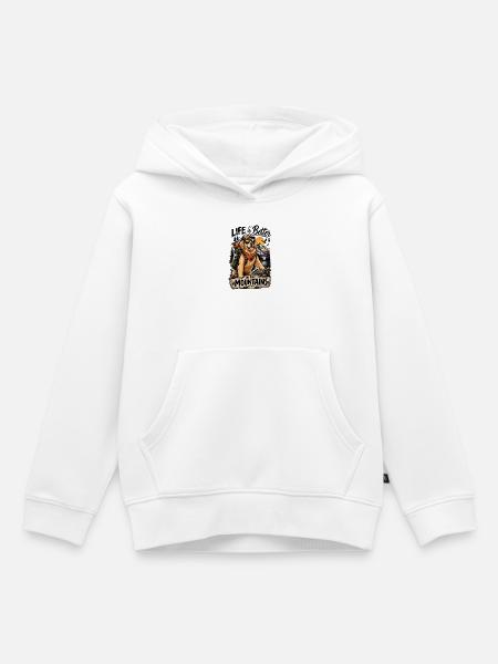Abenteuerhund Bergleben - Kinder Premium Organic Hoodie - Weiß