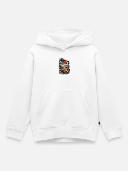 Drachen-Tiger Sushi Schlacht - Kinder Premium Organic Hoodie - Weiß