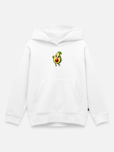 Fröhliches Avocado-Maskottchen - Kinder Premium Organic Hoodie - Weiß
