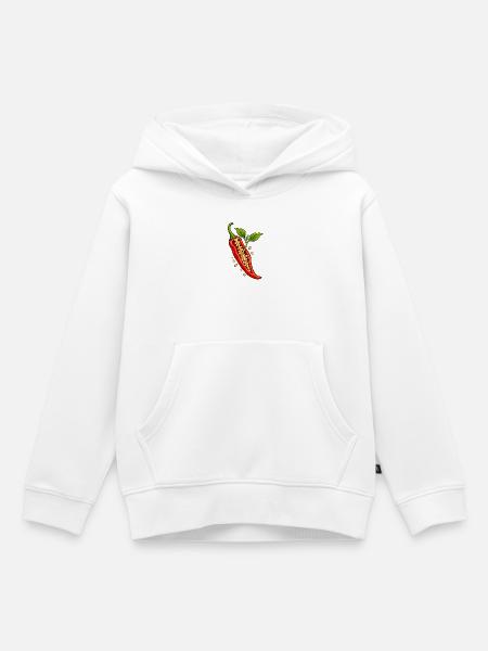 Roter Chili mit Samenakzent - Kinder Premium Organic Hoodie - Weiß