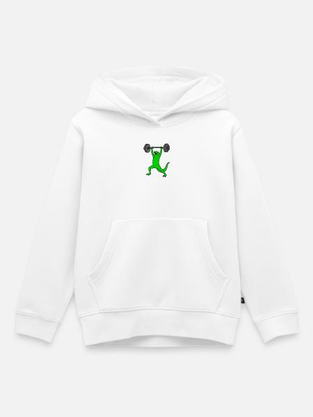 Kraftdino hebt Gewichte - Kinder Premium Organic Hoodie - Weiß