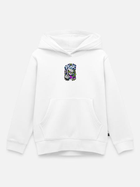 Neon Punk Schädel Grafik - Kinder Premium Organic Hoodie - Weiß