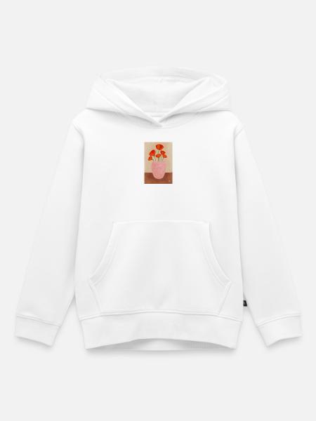 Mohn in Rosa Vase - Kinder Premium Organic Hoodie - Weiß