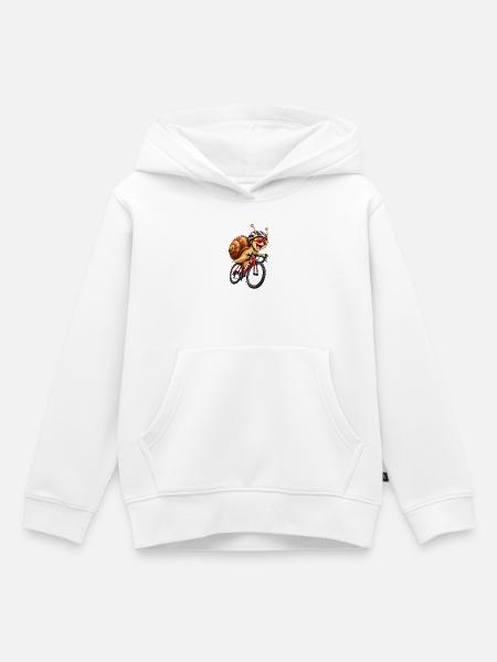 Schnecke auf dem Fahrrad - Kinder Premium Organic Hoodie - Weiß