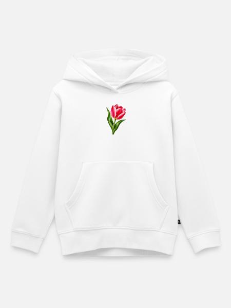 Rosa Tulpenblüte - Kinder Premium Organic Hoodie - Weiß