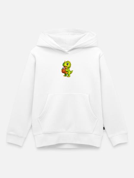Halloween-Dino mit Zuckertüte - Kinder Premium Organic Hoodie - Weiß