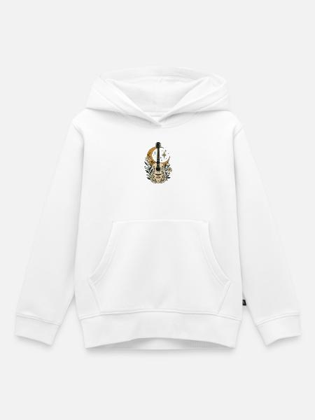 Mondgitarre im Blütenwald - Kinder Premium Organic Hoodie - Weiß