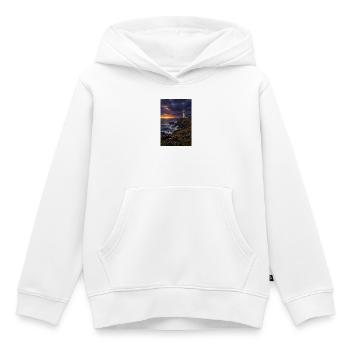Dusk Lighthouse an der Rocky Coast - Kinder Premium Organic Hoodie - Weiß - Vorne - AI Model Kid Female (0cm)