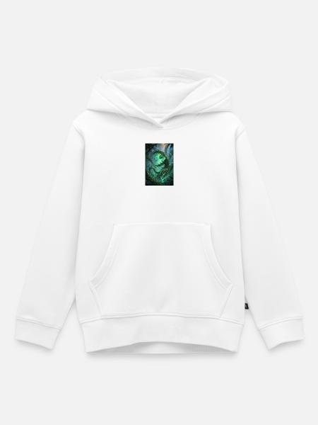 Grüne Schlange im Neonwald - Kinder Premium Organic Hoodie - Weiß