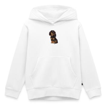 Schwarz-beigefarbener Dackel - Kinder Premium Organic Hoodie - Weiß - Vorne - AI Model Kid Female (0cm)