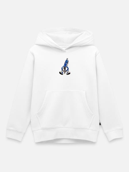 Blauer Stift Müde Cartoonfigur - Kinder Premium Organic Hoodie - Weiß