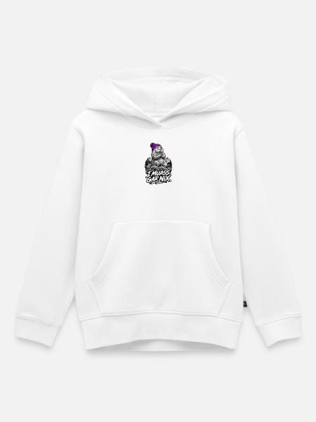 Bergbär mit Lila Mütze – Garnix - Kinder Premium Organic Hoodie - Weiß