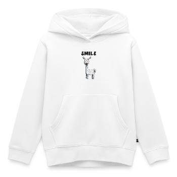 Le lama est dans une bonne humeur - sourire - sourire - Animaux - Sweat Premium à capuche enfant bio - blanc - Devant - AI Model Kid Female (0cm)