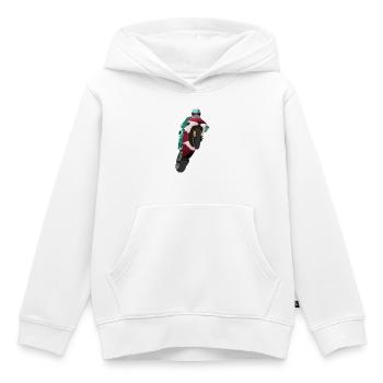 Wheelie extreme avec moto à la course - Sweat Premium à capuche enfant bio - blanc - Devant - AI Model Kid Female (0cm)