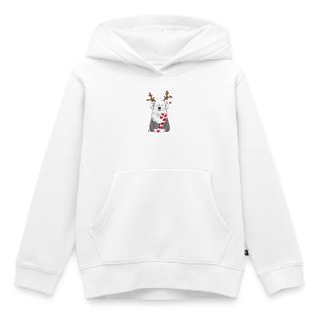 Chien bobtail avec canne à sucre et bois de renne - Sweat Premium à capuche enfant bio - blanc - Devant - AI Model Kid Female (0cm)