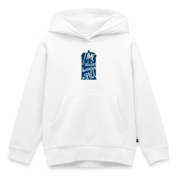 Temps et dimension relative dans l’espace - Sweat Premium à capuche enfant bio - blanc - Devant - AI Model Kid Female (0cm)