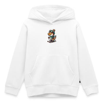 Trex Dino Dinosaur Skis Skieur Vacances au ski - Sweat Premium à capuche enfant bio - blanc - Devant - AI Model Kid Female (0cm)