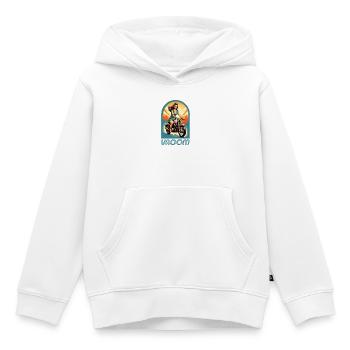 Illustration Retro 60s Femme Pilote de Moto - Sweat Premium à capuche enfant bio - blanc - Devant - AI Model Kid Female (0cm)