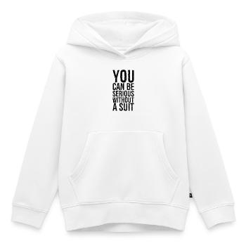 you can be serious without a suit - Kids Premium Organic Hoodie - white - Front - AI Model Kid Female (0cm)