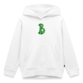 Buchstabe B mit Charakter in grün - Kinder Premium Organic Hoodie - Weiß - Vorne - AI Model Kid Female (0cm)