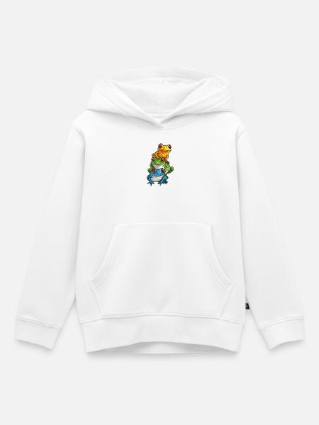 Gestapelte Frösche Cartoon-Design - Kinder Premium Organic Hoodie - Weiß