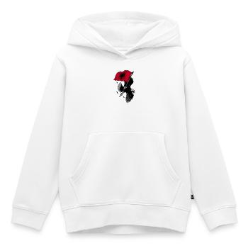 Aigle albanais avec drapeau - Sweat Premium à capuche enfant bio - blanc - Devant - AI Model Kid Female (0cm)