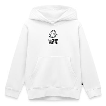 Bleiben Sie ruhig und erschrecken Sie weiter - Kinder Premium Organic Hoodie - Weiß - Vorne - AI Model Kid Female (0cm)