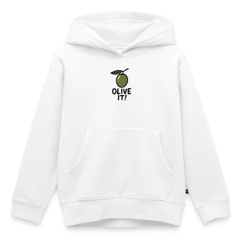 Olivenillustration mit Slogan - Kinder Premium Organic Hoodie - Weiß - Vorne - AI Model Kid Female (0cm)