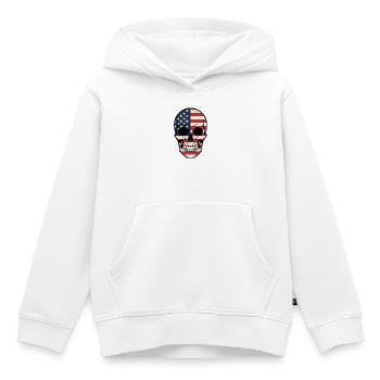 Crâne puissant Crâne USA Biker Liberté - Sweat Premium à capuche enfant bio - blanc - Devant - AI Model Kid Female (0cm)