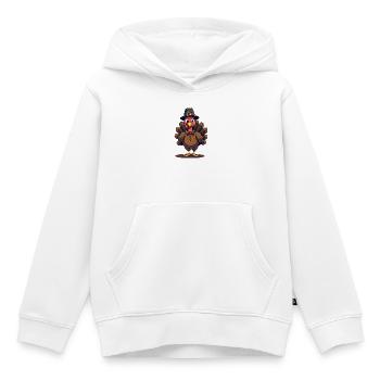 Thanksgiving Drôle Dinde de Thanksgiving - Sweat Premium à capuche enfant bio - blanc - Devant - AI Model Kid Female (0cm)