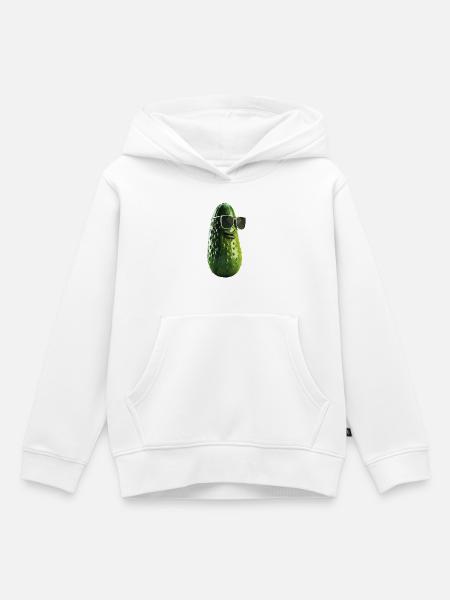 Gurke Pickle mit Sonnenbrille - Kinder Premium Organic Hoodie - Weiß