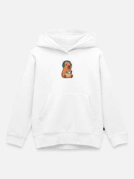 Capybara Gamer Videospiele Zocken Gaming Zocker - Premium børne hættetrøje økologisk - hvid