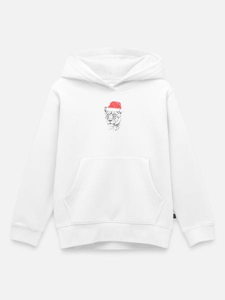 Löwin Weihnachtsmütze - Kinder Premium Organic Hoodie - Weiß