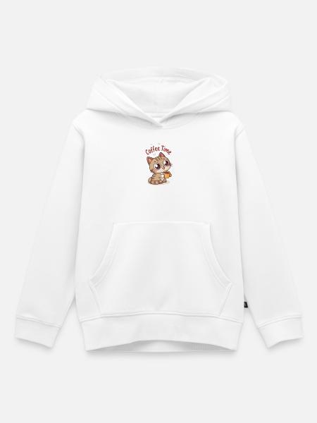 Kitten Coffee süßer Moment - Kinder Premium Organic Hoodie - Weiß