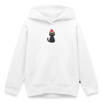 Chat noir à la lueur des lumières - Sweat Premium à capuche enfant bio - blanc - Devant - AI Model Kid Female (0cm)