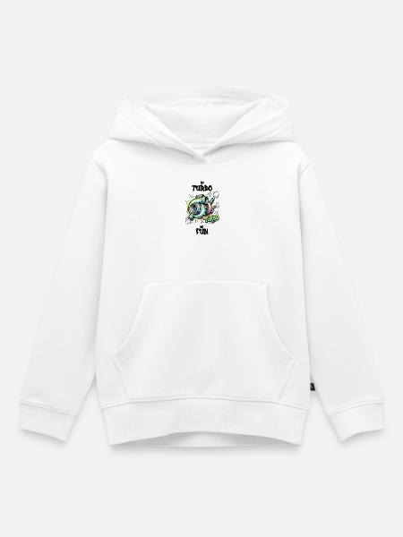 No Turbo No Fun - Kinder Premium Organic Hoodie - Weiß