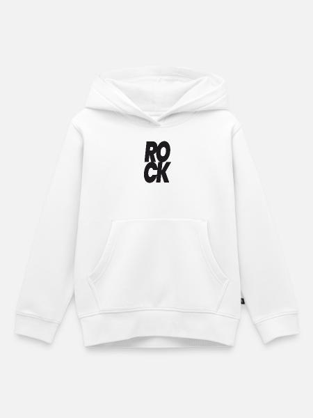 Stacked Rock Typografie - Kinder Premium Organic Hoodie - Weiß
