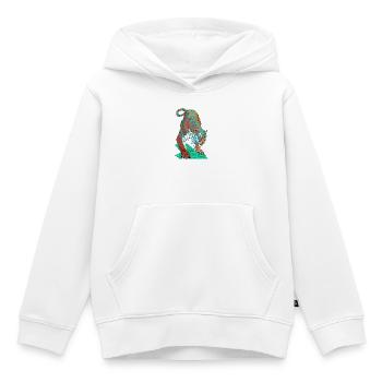 Türkisblauer Tiger auf Felsen - Kinder Premium Organic Hoodie - Weiß - Vorne - AI Model Kid Female (0cm)