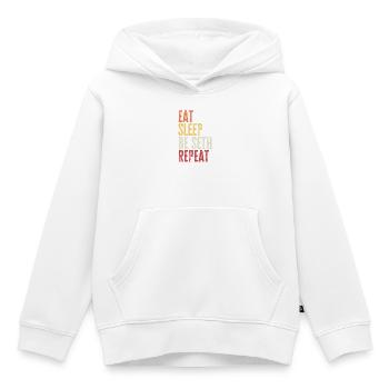 Mange, dors Be Seth Répète Nom rétro - Sweat Premium à capuche enfant bio - blanc - Devant - AI Model Kid Female (0cm)