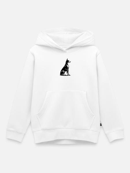 Treuer Dobermann Wachhund Silhouette - Kinder Premium Organic Hoodie - Weiß