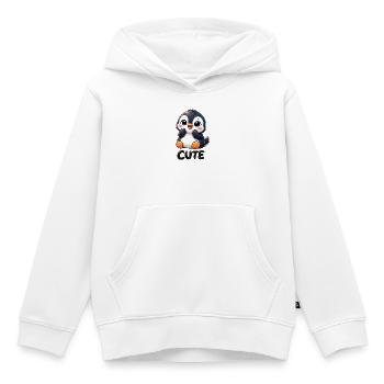 Pingouin chibi mignon timide timide mignon - Sweat Premium à capuche enfant bio - blanc - Devant - AI Model Kid Female (0cm)
