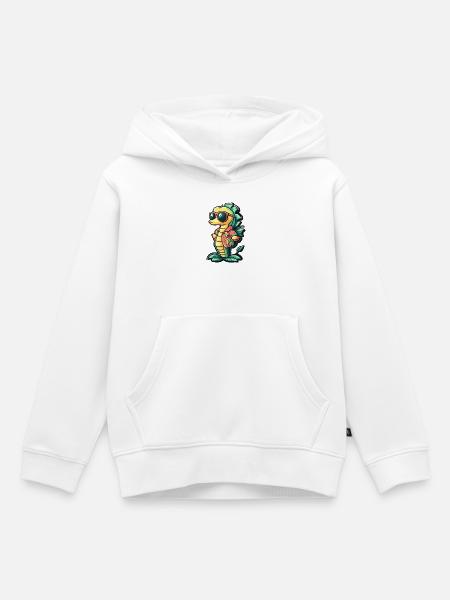Seepferd Comic Urlaub - Kinder Premium Organic Hoodie - Weiß