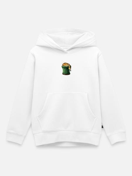 Schlafender Leopard auf Zylinderhut - Kinder Premium Organic Hoodie - Weiß