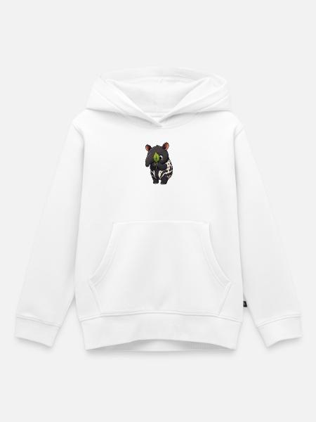 Tapir mit Blatt - Kinder Premium Organic Hoodie - Weiß